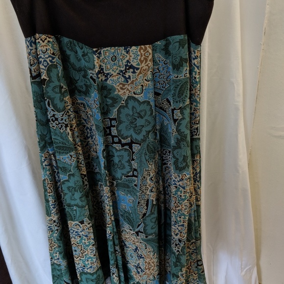 Jones New York midi skirt teal and brown floral - Picture 3 of 4
